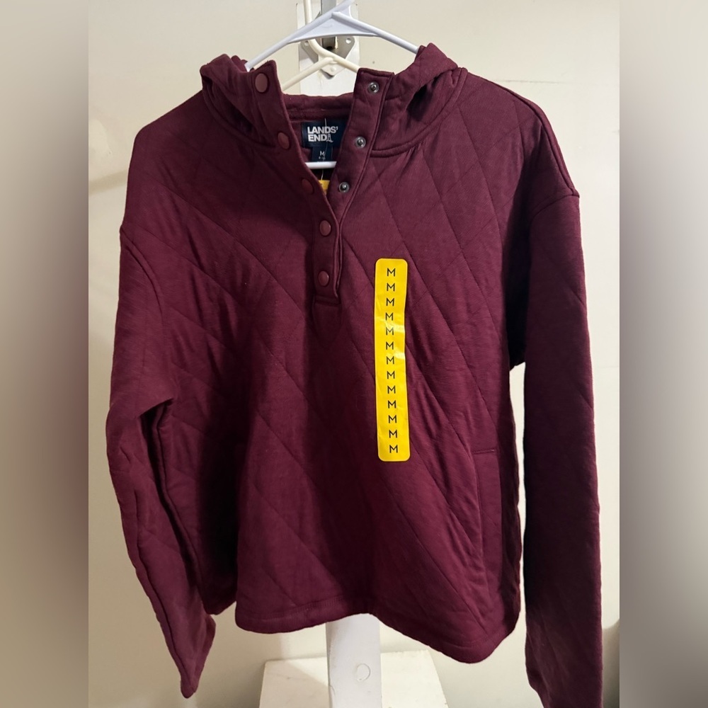 NWT Lands' End Women's Quilted Pullover Hoodie